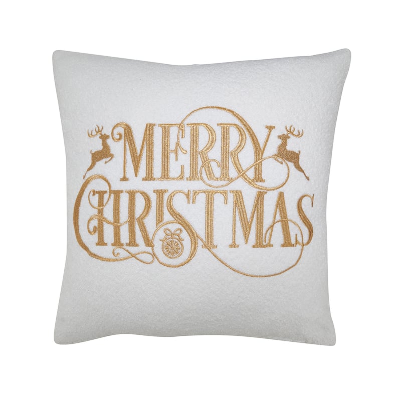 Merry Christmas Throw Pillow - 18"x18" - Feather Down - Ivory