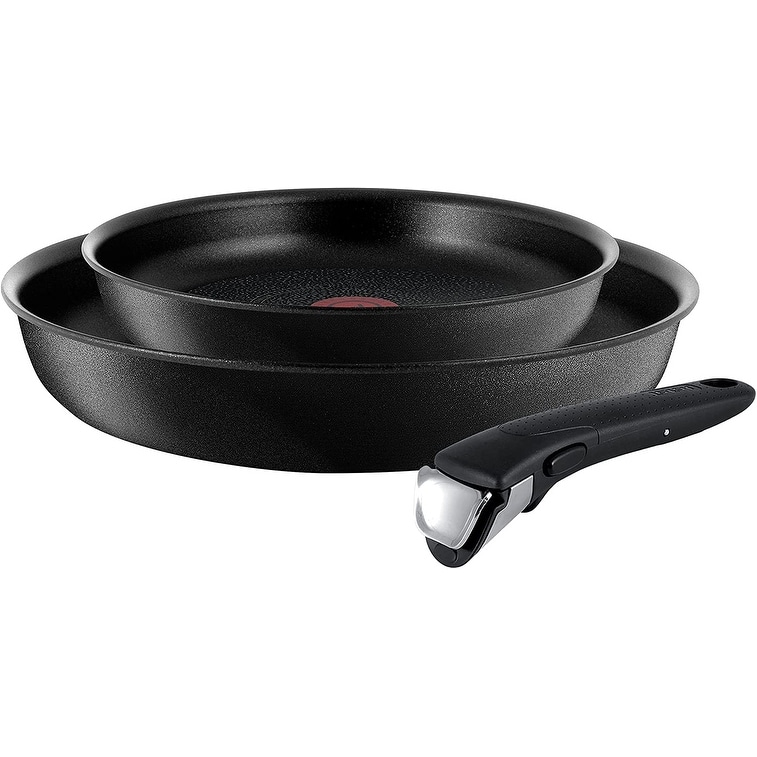 Nonstick 2 Piece Fry Pan Set 3 Piece Induction Stackable, Removable Handle Cookware - None