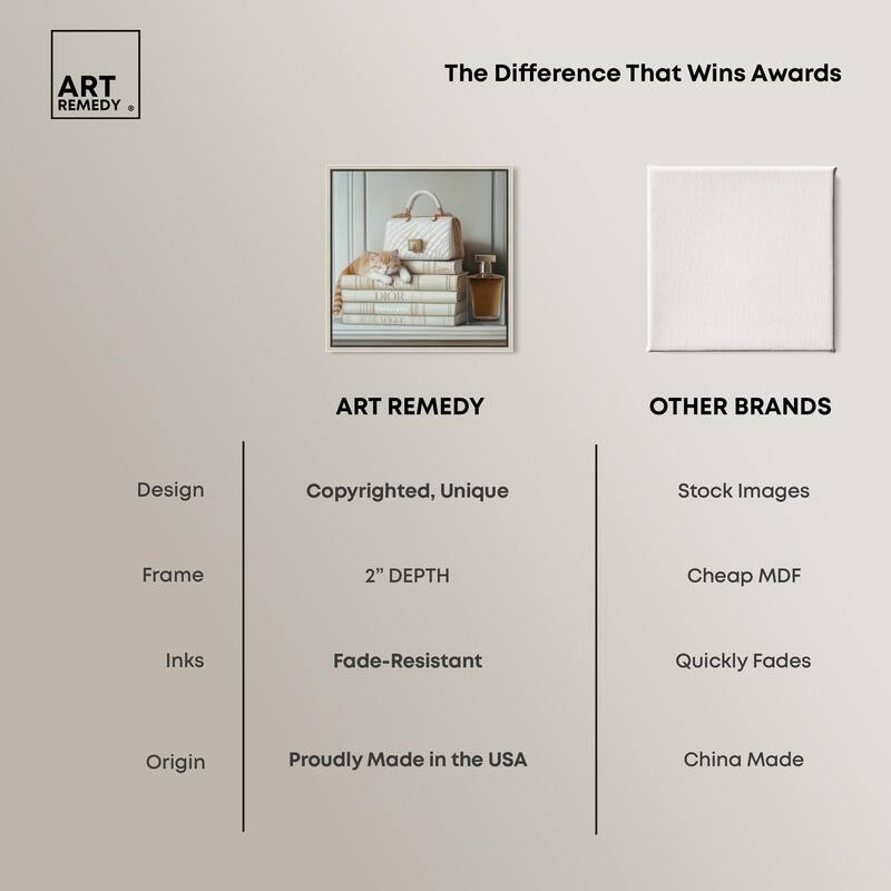 Ivory Books and Kitten Canvas by Art Remedy