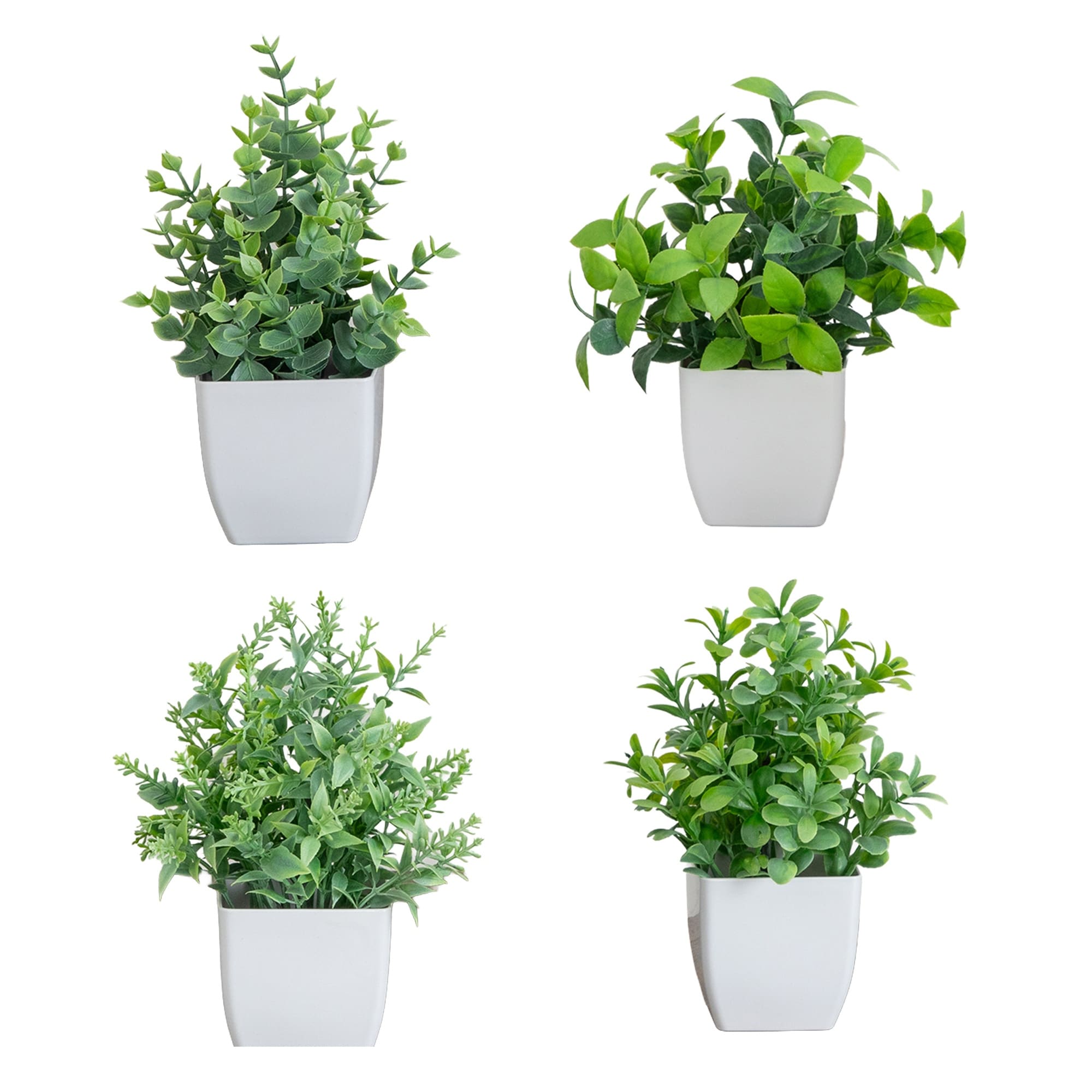 8-in Artificial Mini Potted Plants - Set of 4
