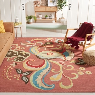 SAFAVIEH Handmade Blossom Rust Wool Rug