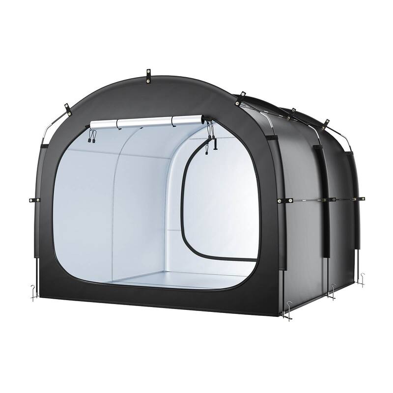 5+ Bike Waterproof Outdoor Storage Shelter Shed with Dual Doors and Arc Top and Fiberglass Frame - 88.19 x 97.24 x 77.95 in