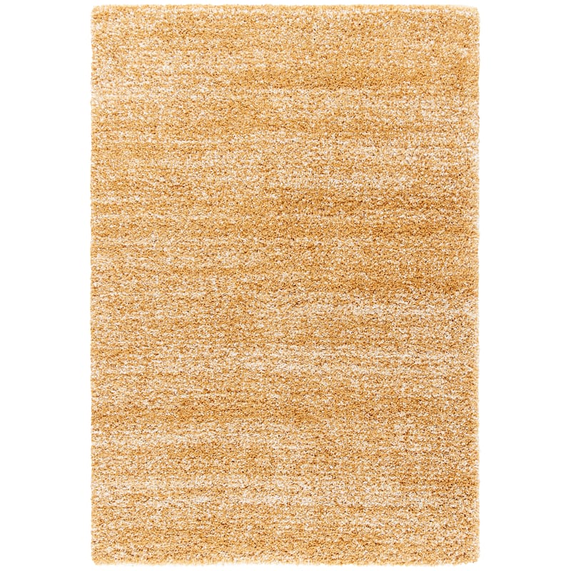 SAFAVIEH Hudson Shag Justine Modern 2-inch Thick Rug - 7' Square - Gold/Ivory - Square