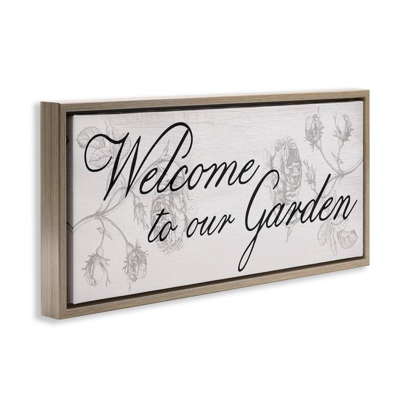Stupell Vintage Welcome To The Garden Framed Floater Canvas Wall Art Design By Lil' Rue