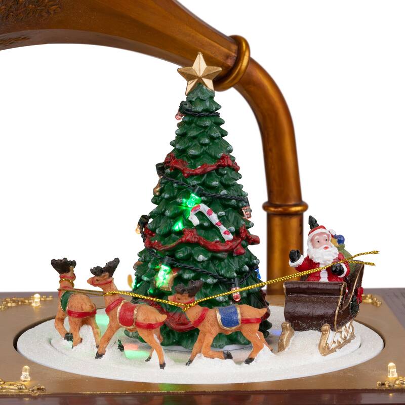 LED Lighted and Musical Gramophone Animated Christmas Decoration - 14"