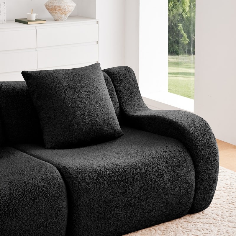 Modern Boneless Teddy Fabric Sectional Sofa with High Density Sponge