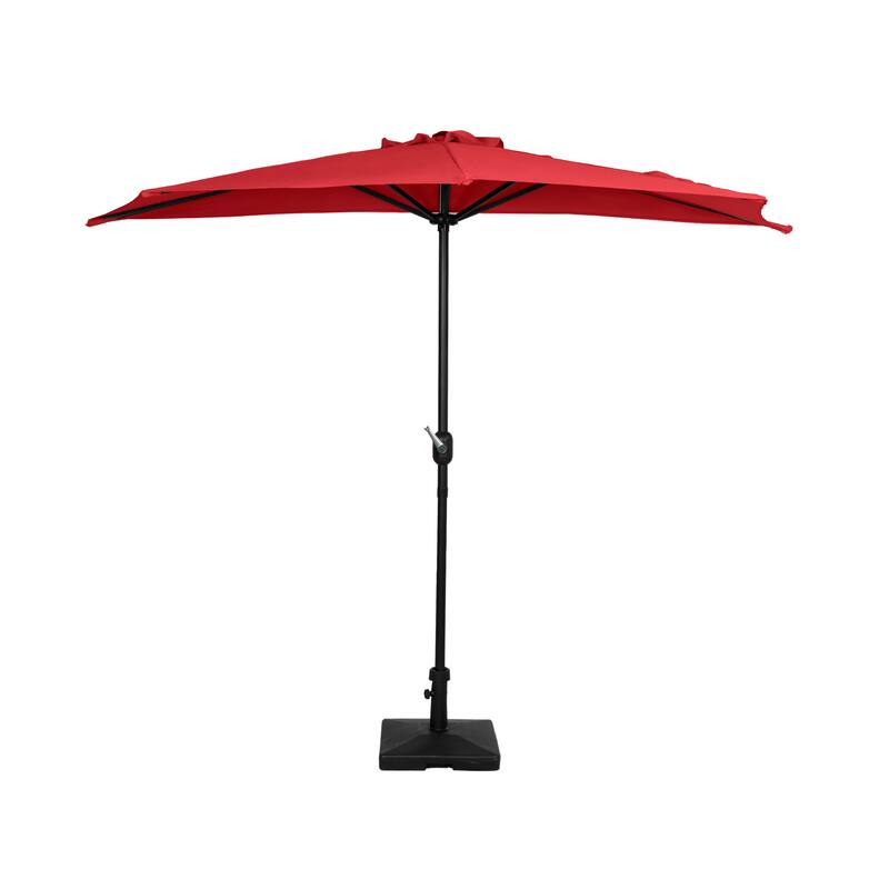 9 ft Half Market Umbrella With Heavy Duty Concrete Base Stand