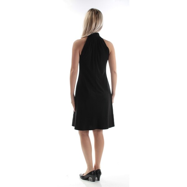 black halter shift dress