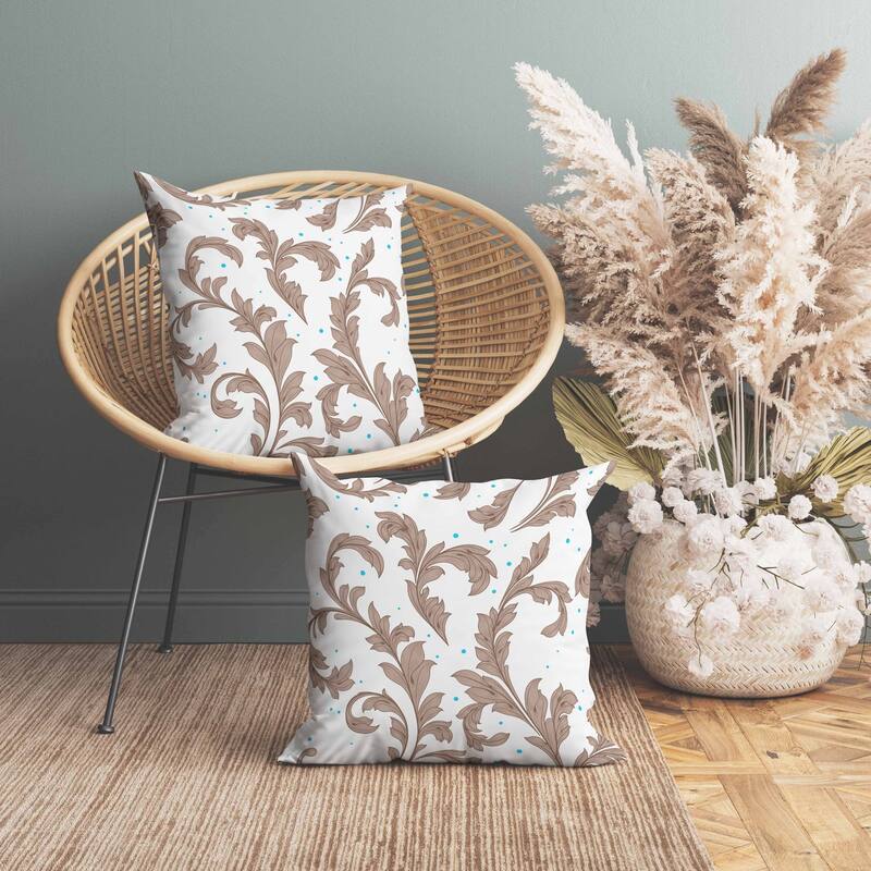 Petal Perfection Faux Suede Reversible Throw Pillow White and Brown