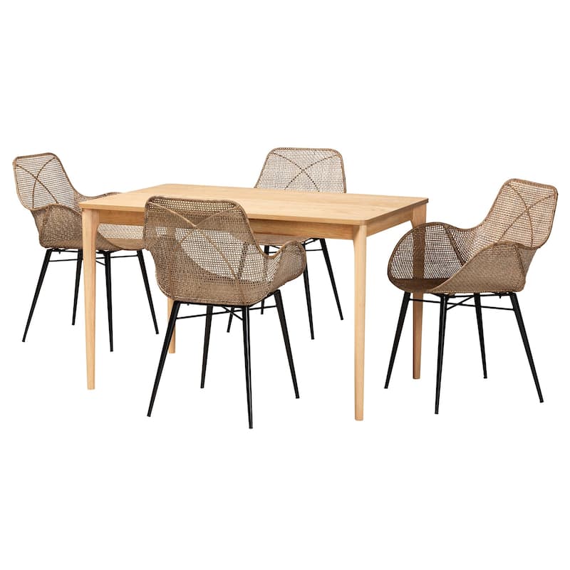 Ballerina Modern Bohemian Rattan and Metal Dining Set