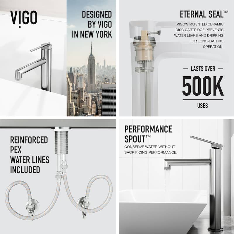 VIGO Sterling 11" H Single Handle Single Hole Bathroom Vessel Faucet