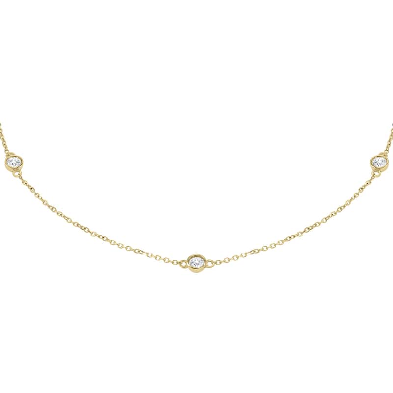 Marquee 3/4 Carat TW Bezel Set Diamond Station Necklace in 14K Yellow Gold