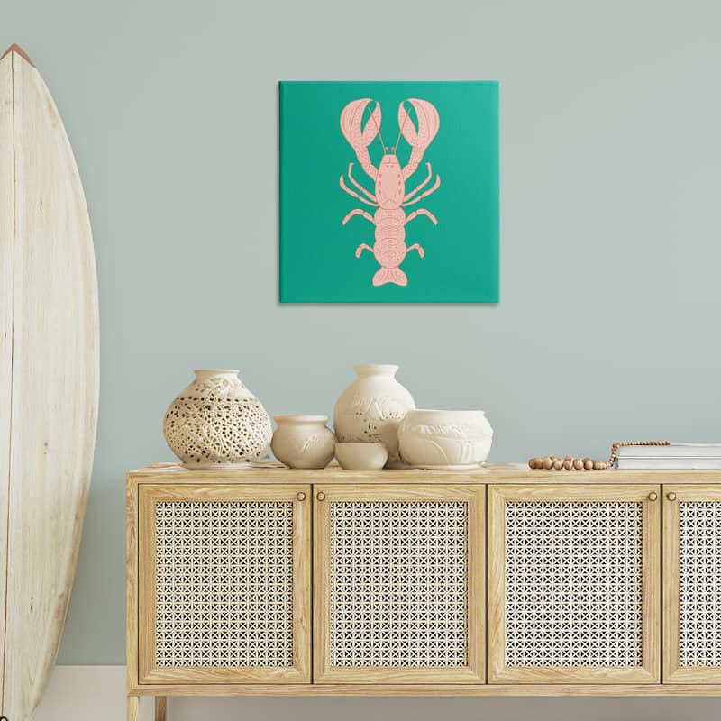 Stupell Minimal Pink & Green Lobster Canvas Wall Art Design By Sazerelli Designs