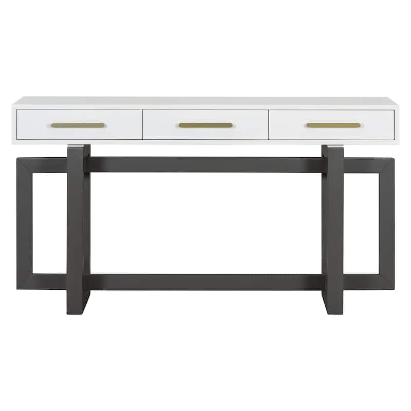 Wooden Console Table Hallway Tables with 3 Drawers and Unique Table Legs, Long Entryway Table with Iron Handle for Hallway