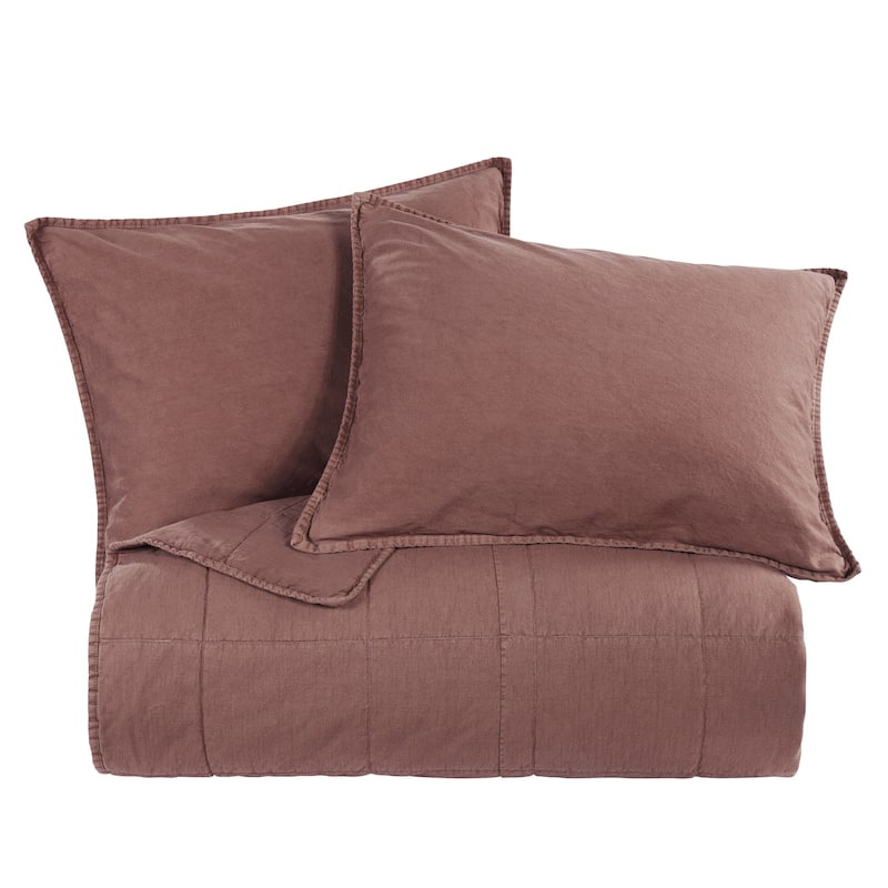HiEnd Accents Stonewashed Cotton Canvas Quilted Vintage Chic 3 Piece Coverlet Set
