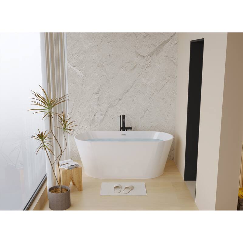 GDFStudio - Lillian Modern Freestanding Acrylic Soaking Bathtub with Ergonomic Comfort Design