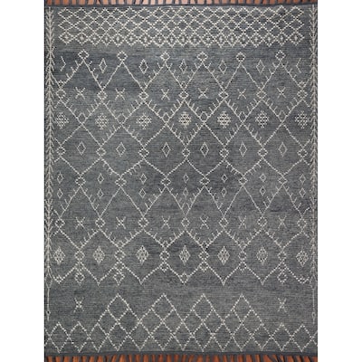 Trellis Moroccan Oriental Area Rug Hand-Knotted Wool Carpet - 8'1" x 9'9"
