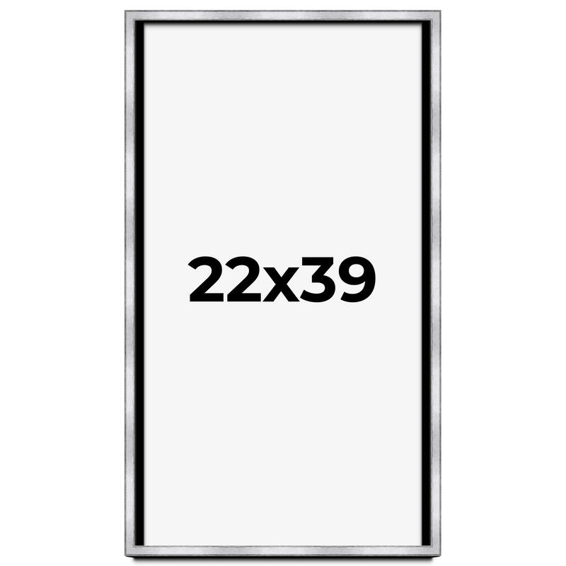 22x39 Shadow Box Frame Silver | 1.375 Inches Deep Real Wood