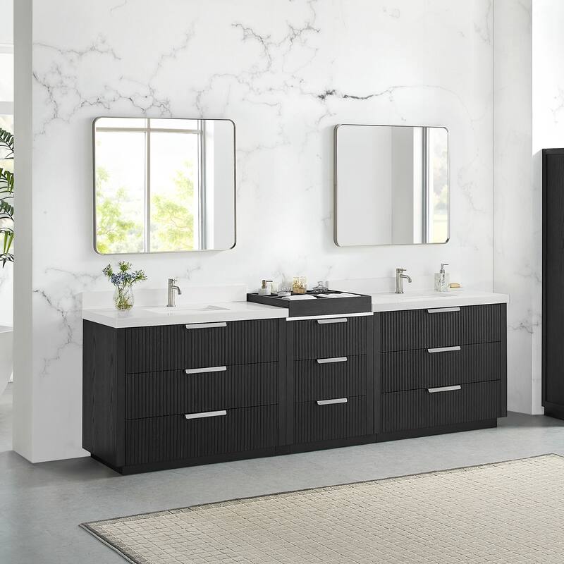 Santarem Double Vanity with Pure White Quartz Stone Top without Mirror