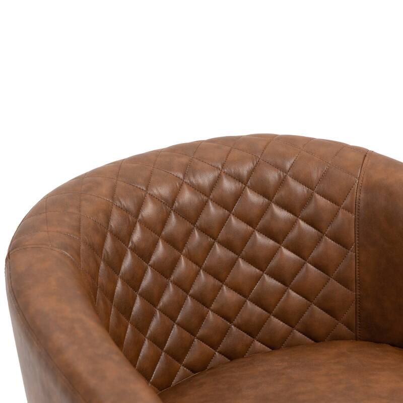 Faux Leather Barrel Accent Chair