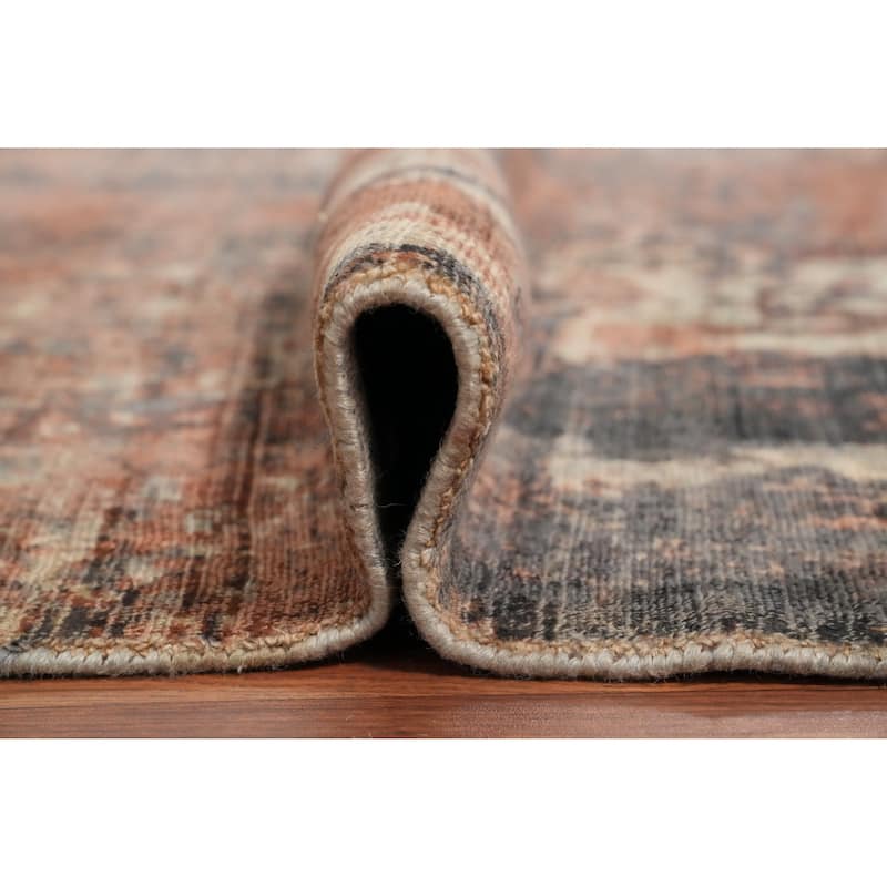 Hand Knotted Oriental Viscose Silk Carpet Modern All-Over Oranges & Rust Abstract Area Rug - 8' 0'' X 5' 7''