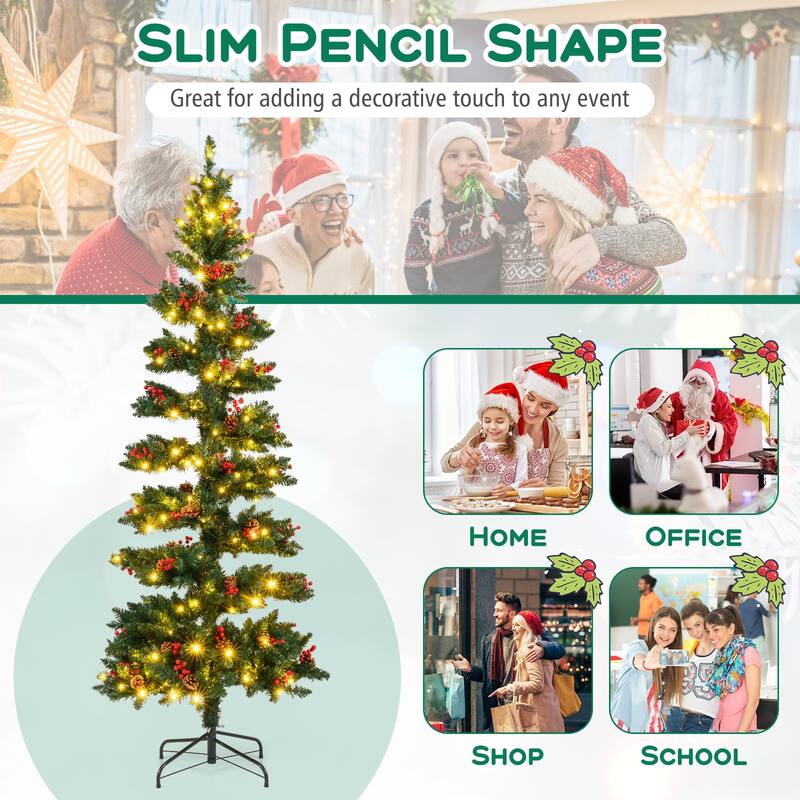 Costway 6/7 FT Artificial Christmas Tree with 612/791 Branch Tips Warm - See Details - Green