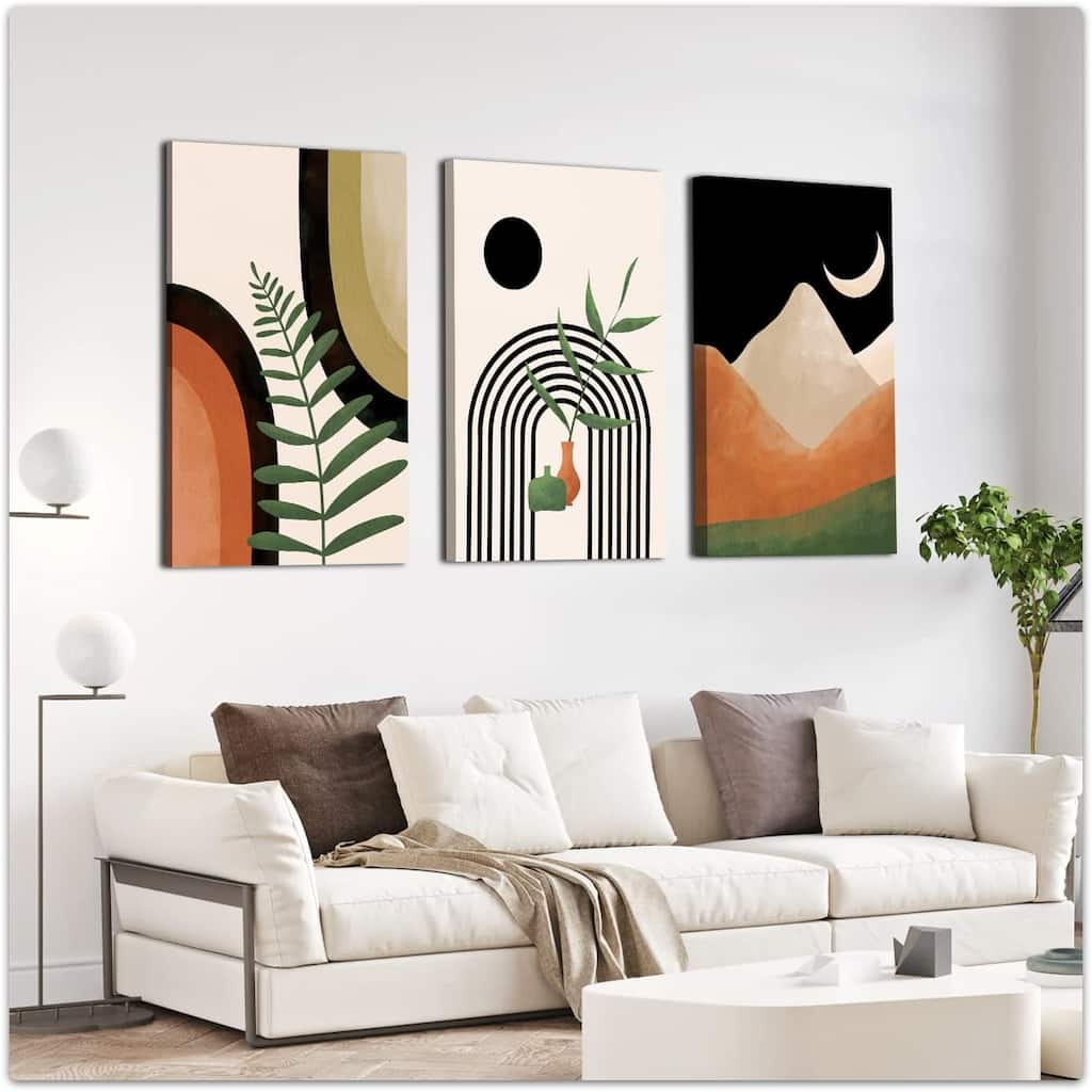 Wall Art Set of 3, Mid Century Modern Decor