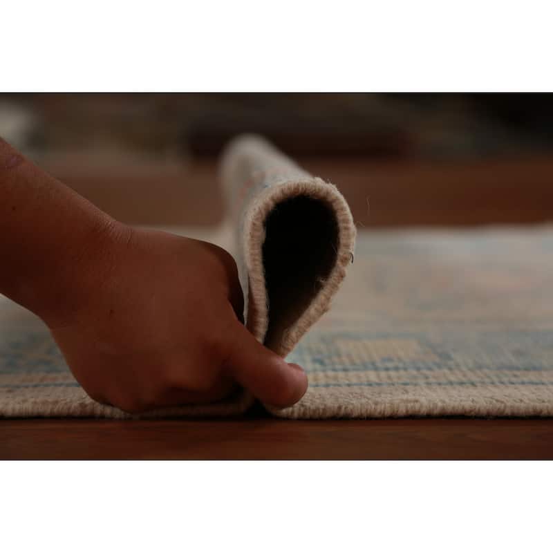 Hand Knotted Oriental 100% Wool Carpet Transitional Floral Beige & Ivories Oushak Runner Rug - 13' 2'' X 3' 2''