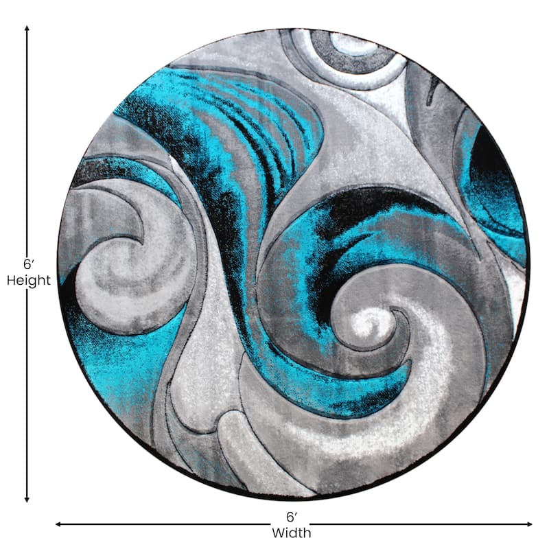 Modern Ocean Wave Design Olefin Indoor Area Rug