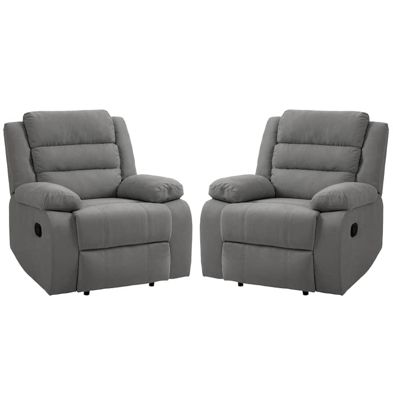 Overstuffed Cotton Corduroy Manual Pushback Recliner with Wide Armrest