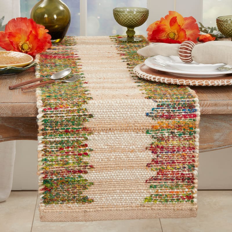 Rainbow Rhythm Banded Table Runner - 14"x72"