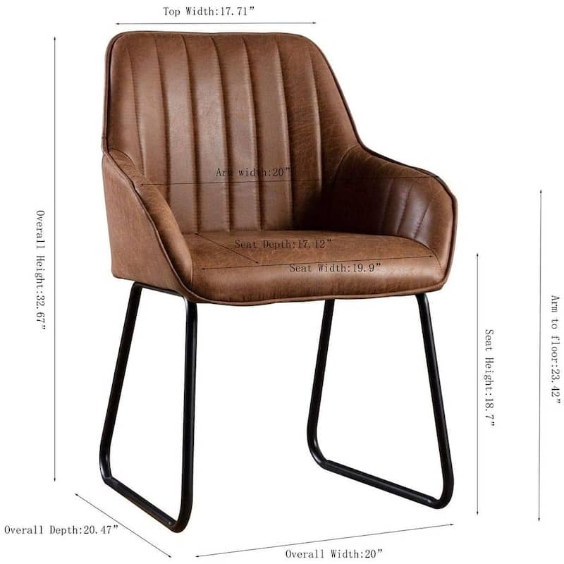 Home Beyond Synthetic Leather Dining Chairs Set of 2, Brown