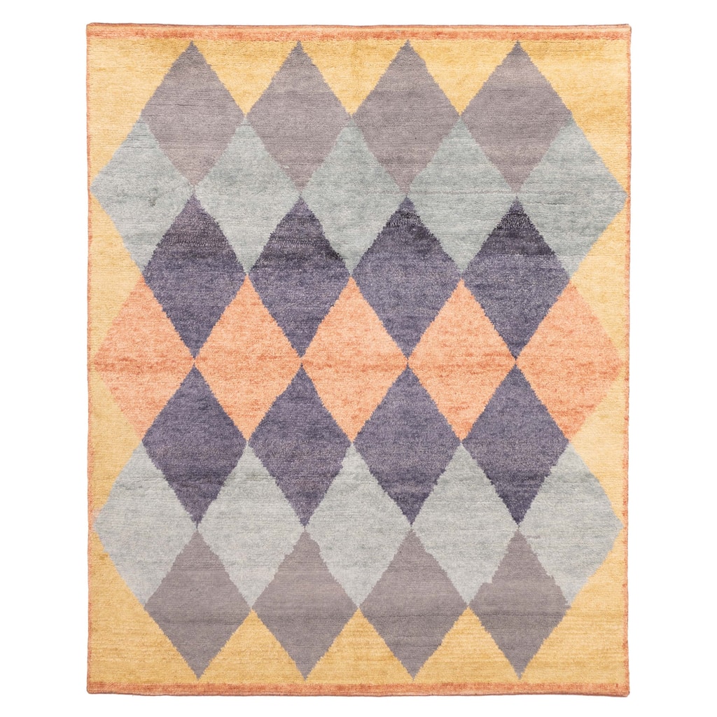 ECARPETGALLERY Hand-knotted Pak Finest Marrakesh Dark Grey, Light Gold Wool Rug - 8'2 x 9'11