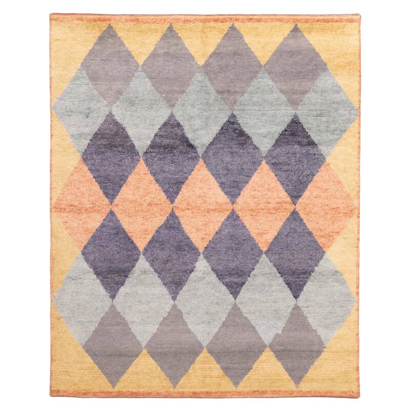 ECARPETGALLERY Hand-knotted Pak Finest Marrakesh Dark Grey, Light Gold Wool Rug - 8'2 x 9'11