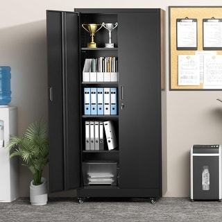 73 Inch Lockable Rolling File Cabinet with Adjustable Shelves