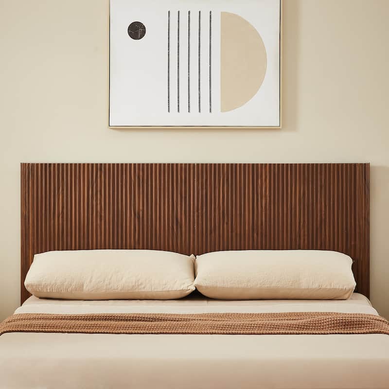 Queen Lift Up Storage Bed Frame, Wooden Corrugated Lines Platform Bed Frame with Headboard, Wooden Slats, No Box Spring Needed