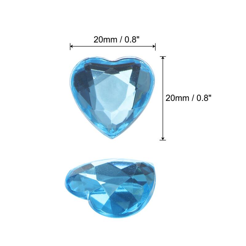 40 Pcs Acrylic Flat Back Rhinestones 20mm Heart Artificial Gemstone - Light Blue
