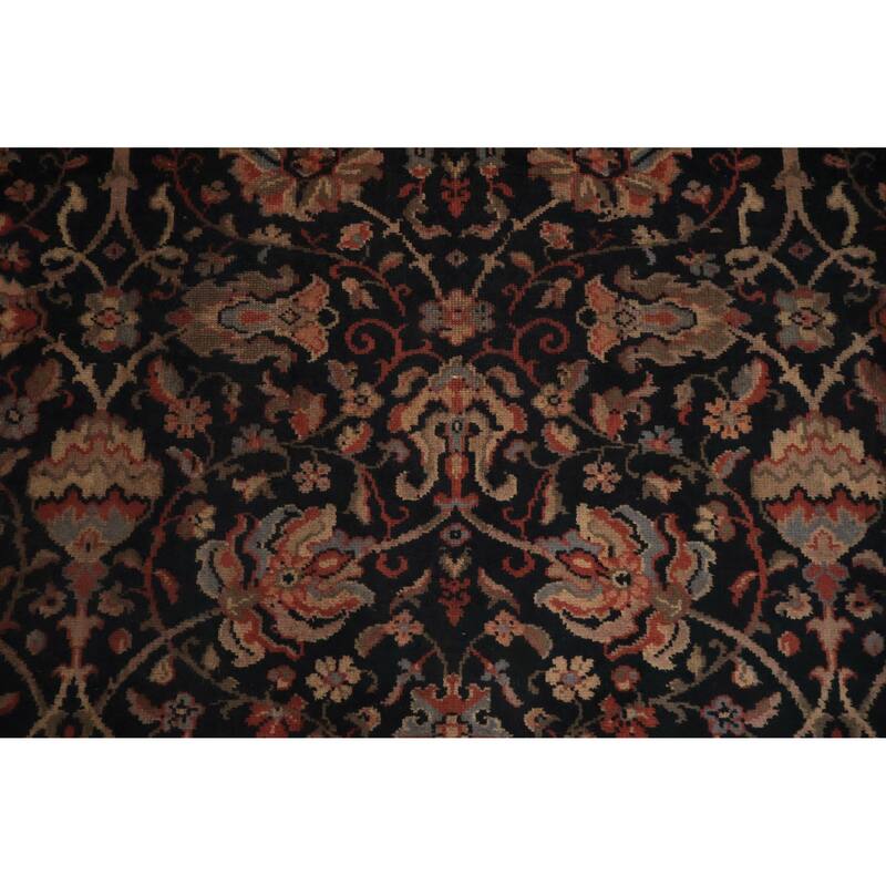 Hand Knotted Oriental 100% Wool Carpet Traditional All-Over Navy Blue & Blues Mahal Area Rug - 13' 9'' X 12' 4''
