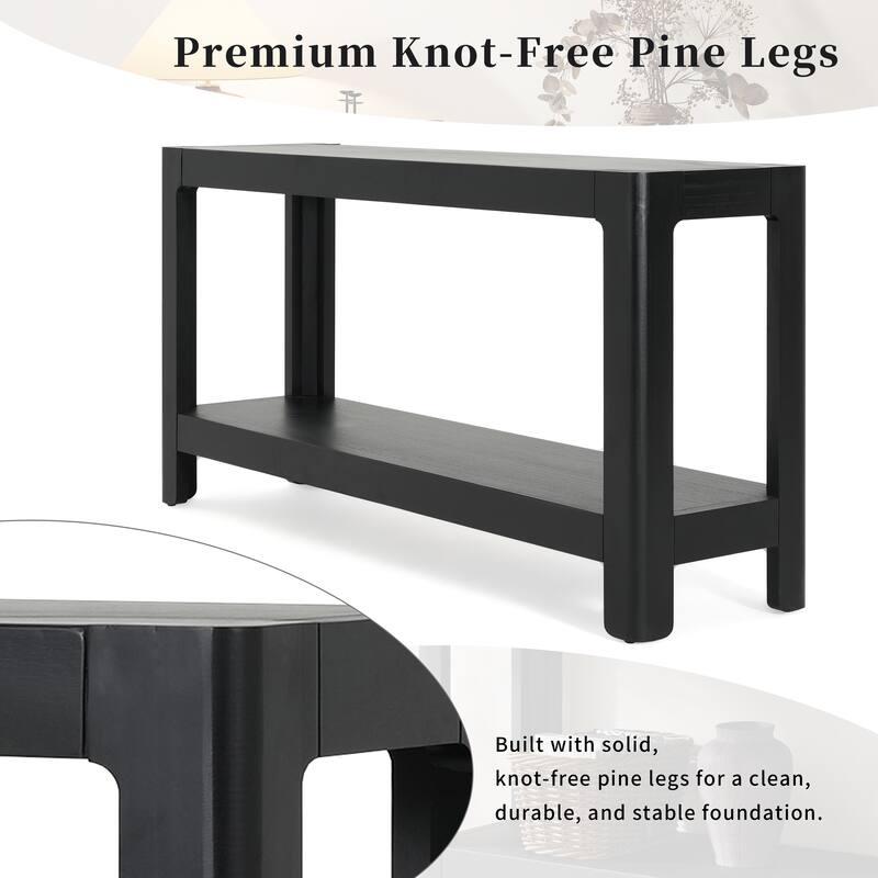 Roomfitters Modern Farmhouse Console Table, Elegant Minimalist Design with Premium Wood Veneer and Rounded Corners