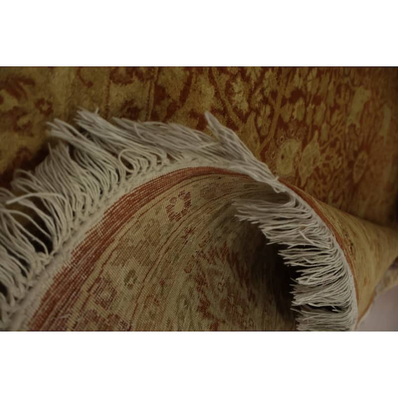 Hand Knotted Oriental 100% Wool Carpet Traditional All-Over Oranges & Rust Ziegler Area Rug - 5' 2'' X 5' 2''