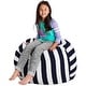 preview thumbnail 74 of 192, Kids' Stuffed Animal Storage Bean Bag Chair Cover or Toy Organizer 38 Inches Large - Canvas Stripes Blue and White