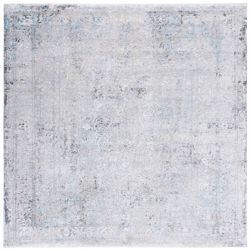 SAFAVIEH Dream Marliese Vintage Abstract Polyester Rug - 6'7" Square - Grey/Ivory