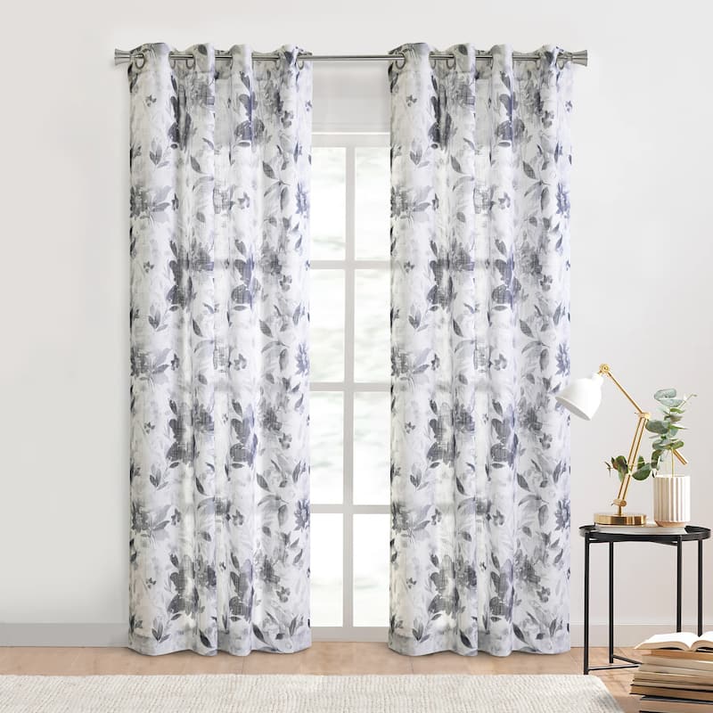 Nora Sheer Grommet Curtain Panel - 52" x 84" - Steel Blue - 52" x 84"