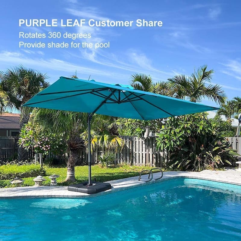 PURPLE LEAF 10 x 13 ft 360 Degree Rotation Patio Umbrella With Base