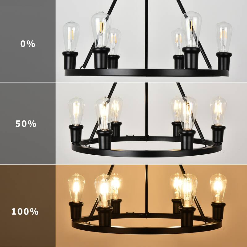 Starsky 6-Light 22.83inch Modern Farmhouse Round Ceiling Lights Wagon Wheel Chandelier