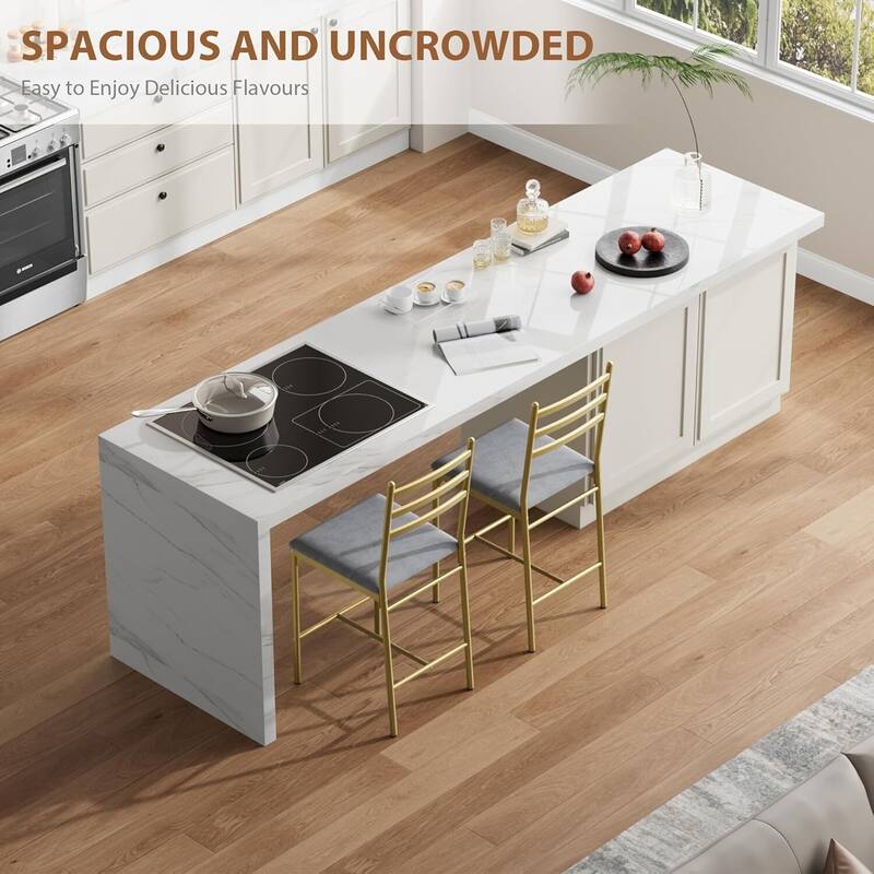 Faux Leather Upholstered 22 Inch Counter Height Barstools Set of 2