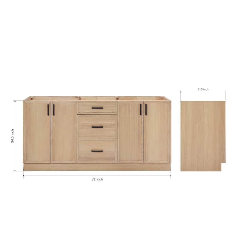 Ariel K72D-BC Kelly 72" Double Free Standing Vanity Cabinet Only