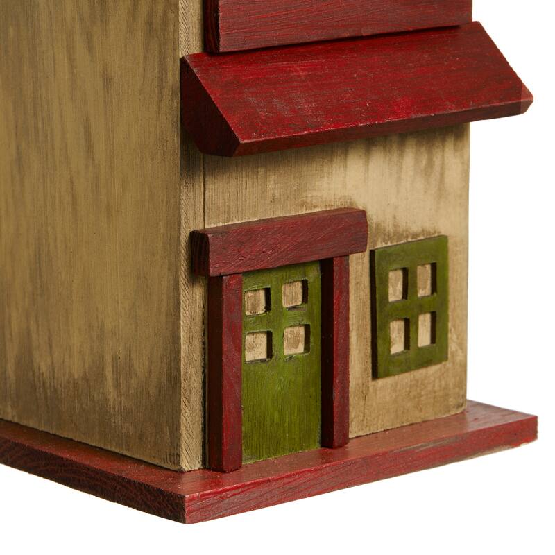 Glitzhome 14.25"H Solid Wood Cottage Decorative Garden Birdhouse - 6.75''L X 5.50''W X 14.25''H