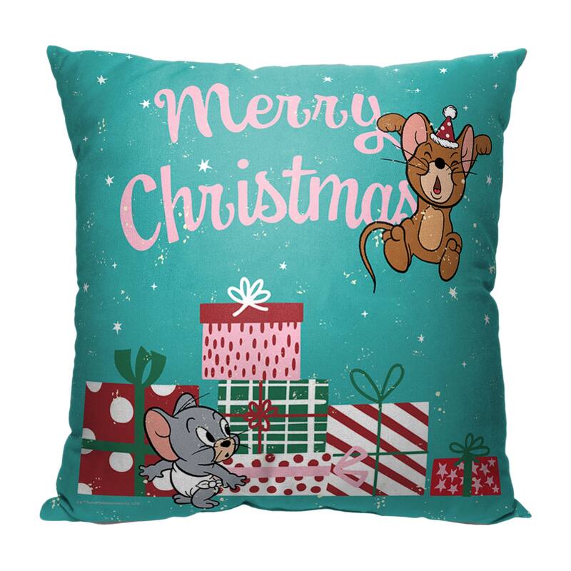 Warner Brothers Tom And Jerry Christmas Time 18 Inch Throw Pillow