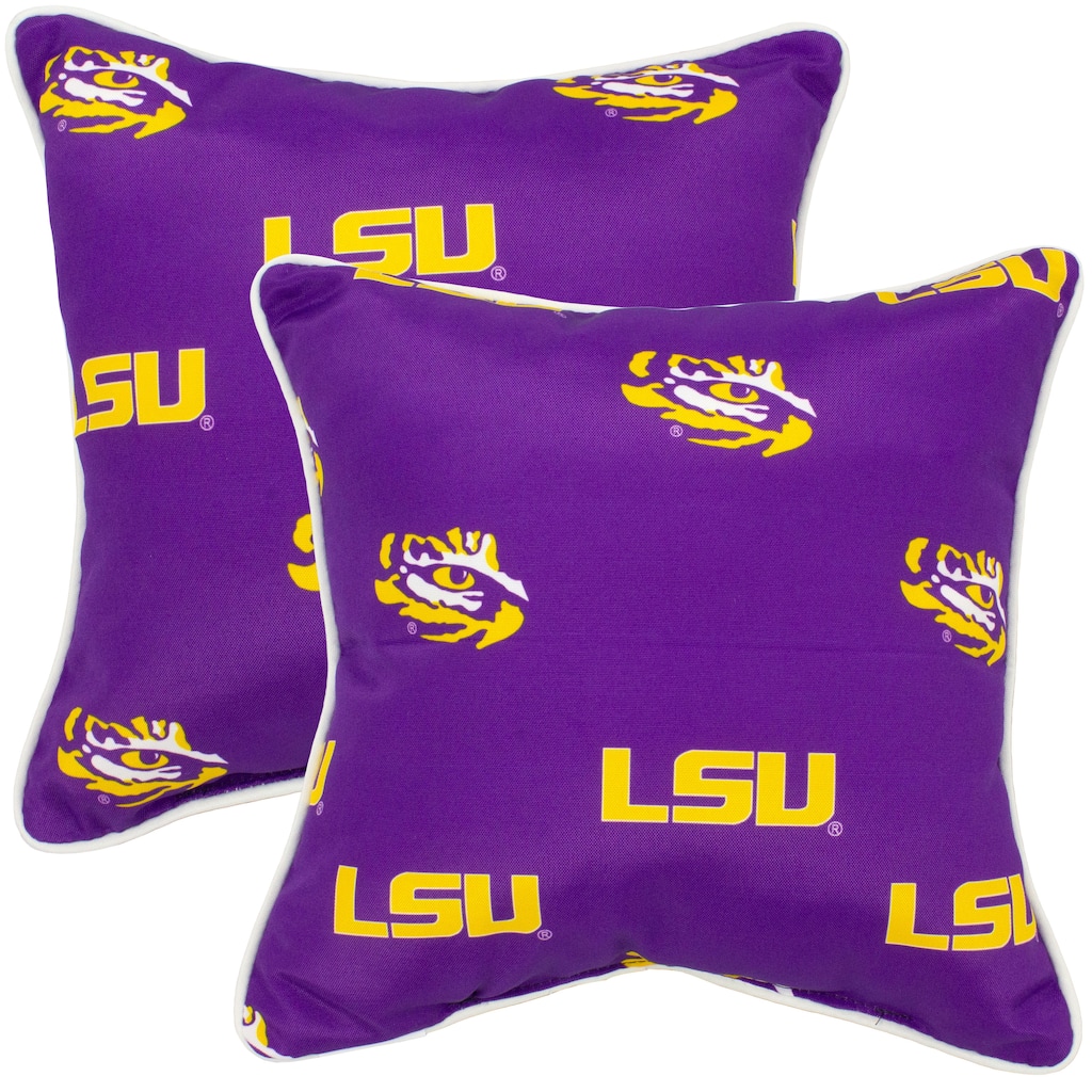 LSU Tigers Indoor / Outdoor Decorative Pillow Pair - (2) 16" x 16" Pillows